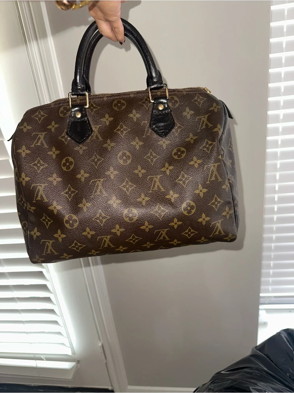 Louis Vuitton Speedy 30 Hand-Painted Black Handles & Piping